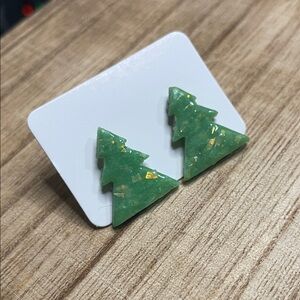 Green Tree-Shaped Earrings